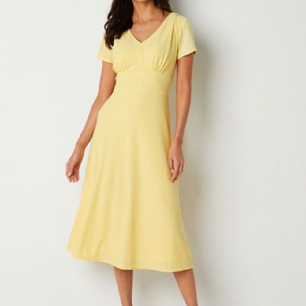 Short Sleeve Eyelet Midi Dress
